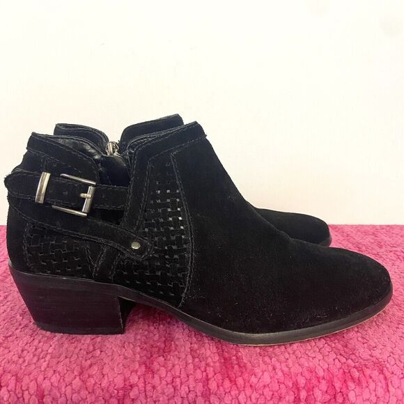 Vince Camuto Pamma Suede Leather Ankle Boots Black Size 8 - Picture 2 of 12